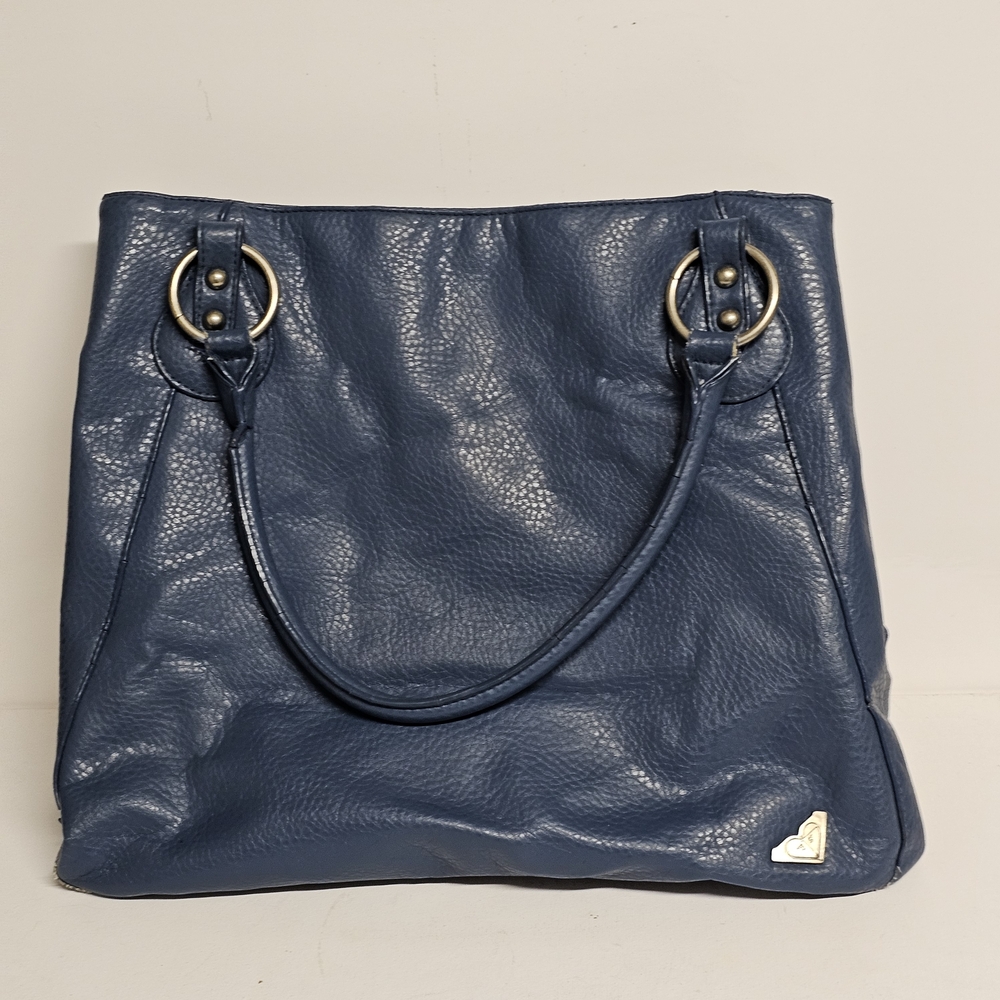 Roxy Blue Faux Leather Tote Shoulder Bag 14"x12"x6" Magnetic Closure